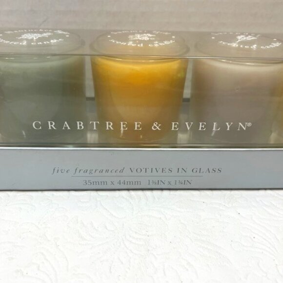 Crabtree & Evelyn Five (5) Fragranced Votives in Glass Candles 1.35"x1.75" NEW - Picture 6 of 14